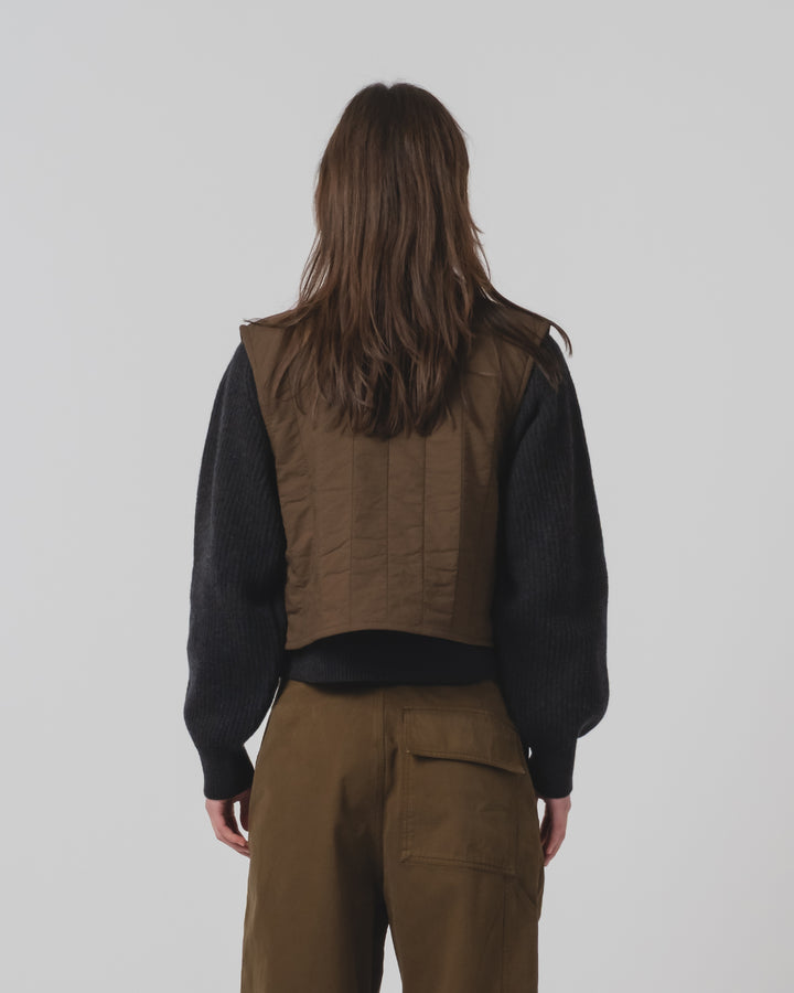 G.o.D Cork Vest Quilted Cotton Java Brown