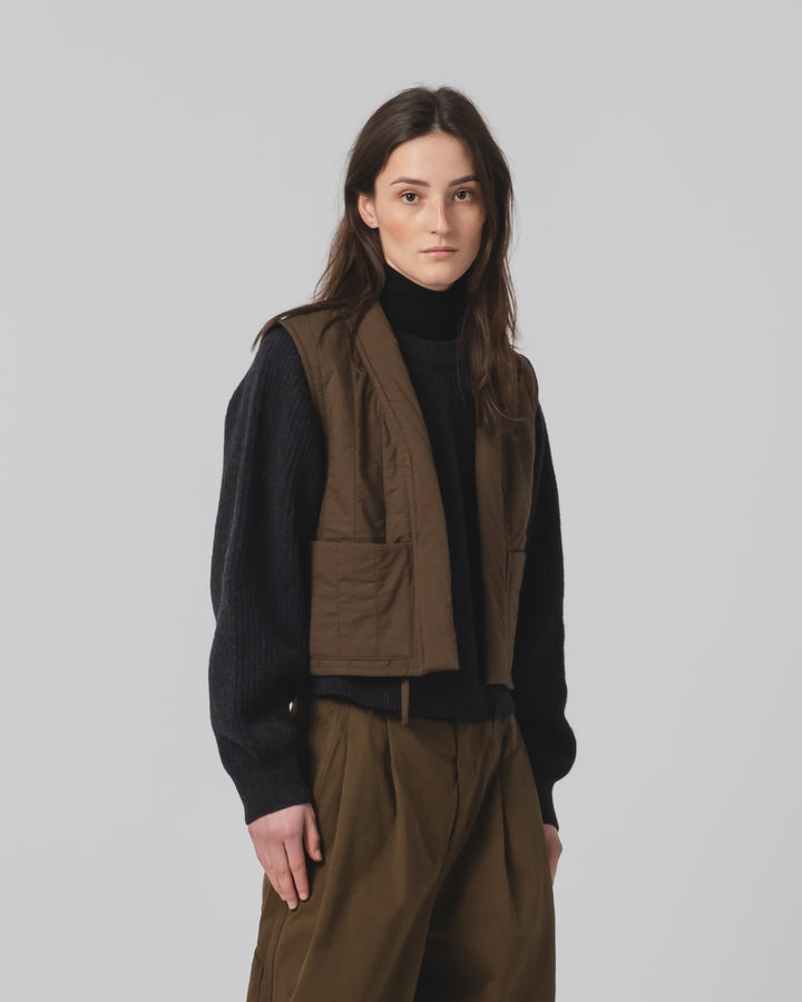 G.o.D Cork Vest Quilted Cotton Java Brown