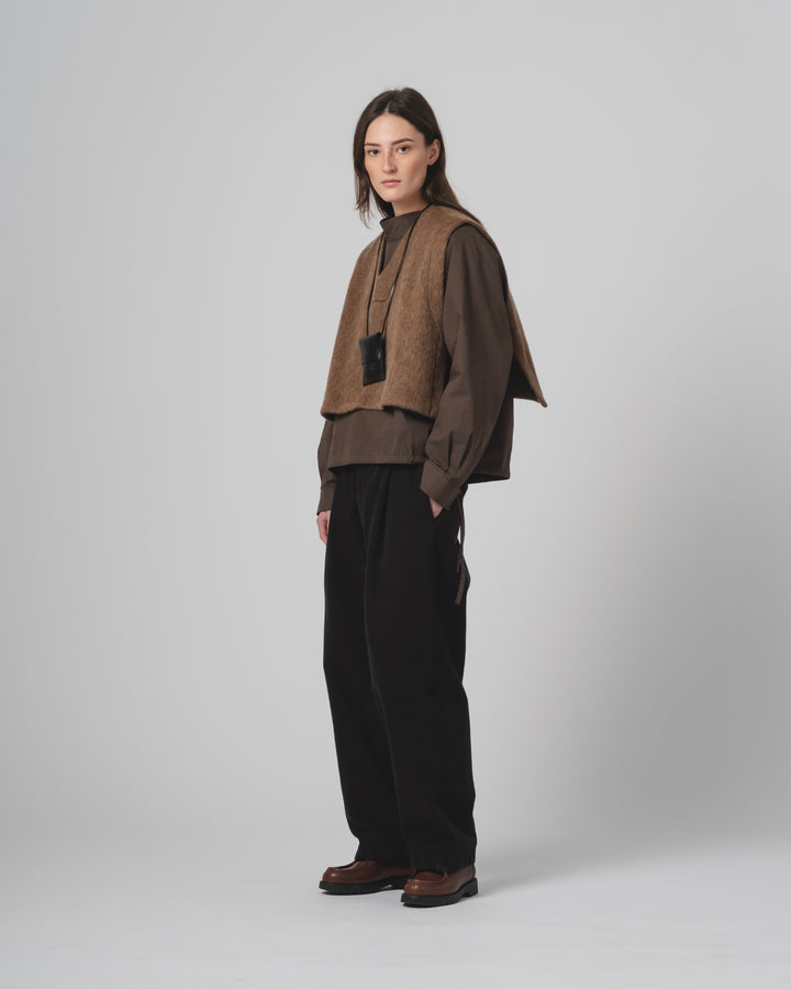 G.o.D Vee Vest Mohair Fleece Java Brown