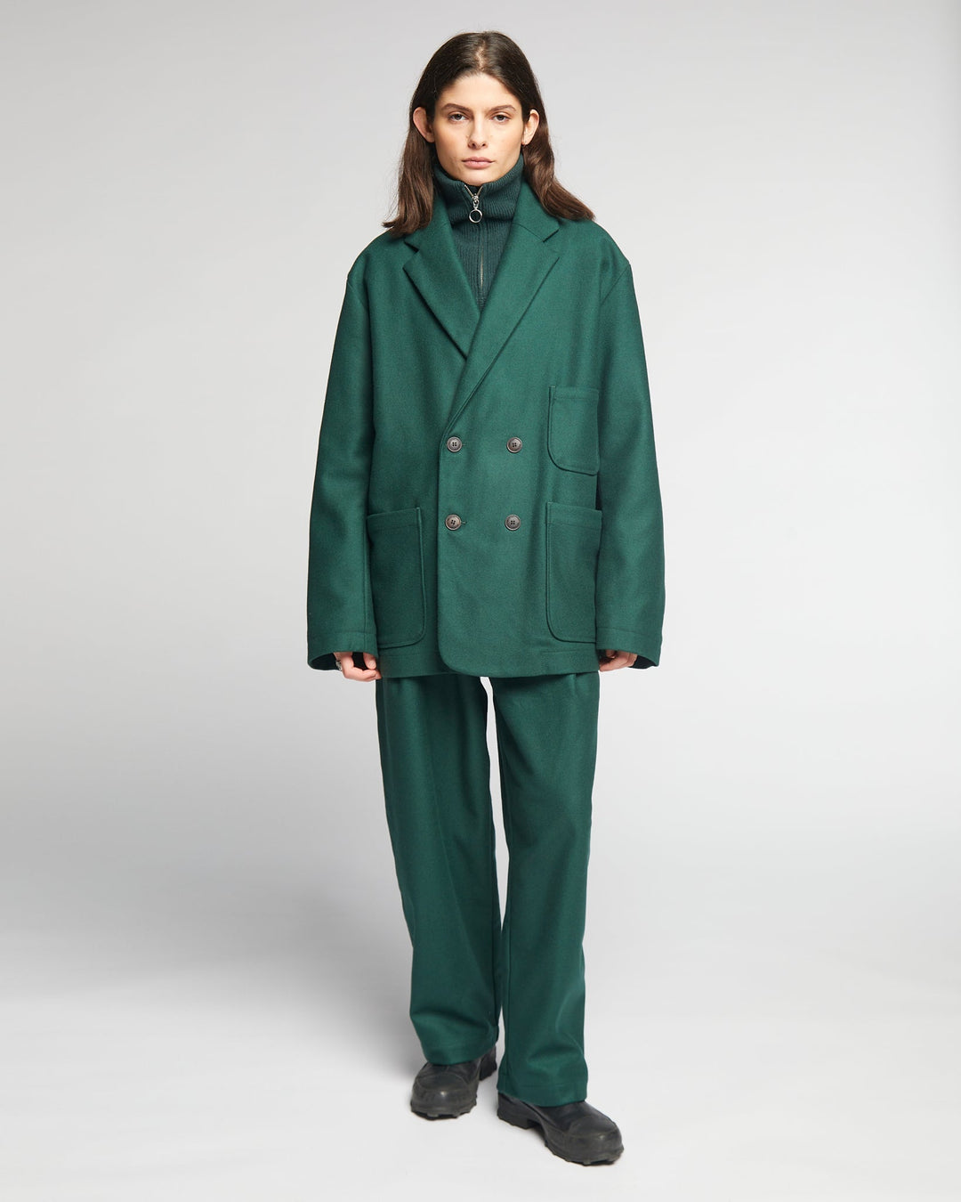 G.o.D Blazer Compact Wool Bottle Green