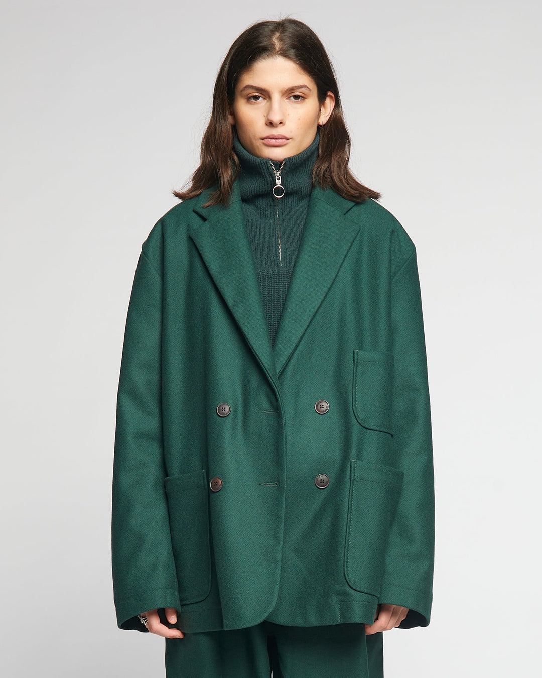 G.o.D Blazer Compact Wool Bottle Green