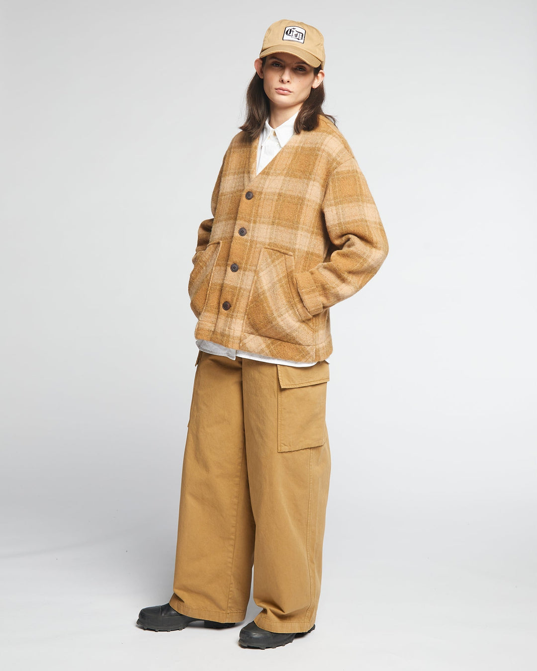 G.o.D Baseball Cardigan Washed Check Sugar