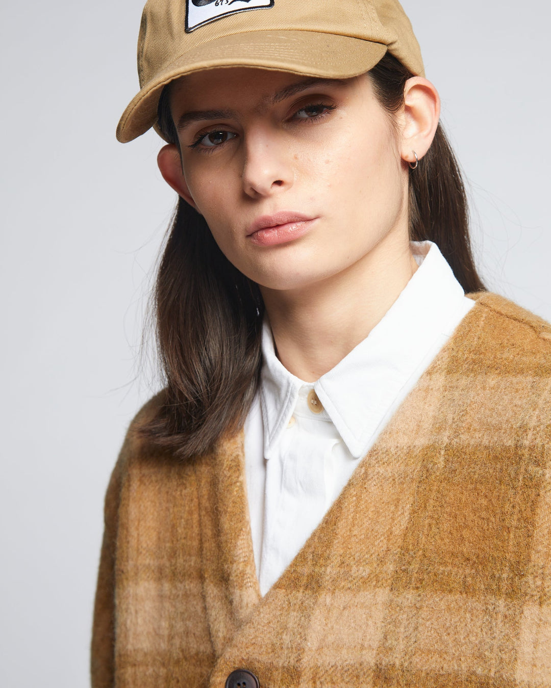 G.o.D Baseball Cardigan Washed Check Sugar