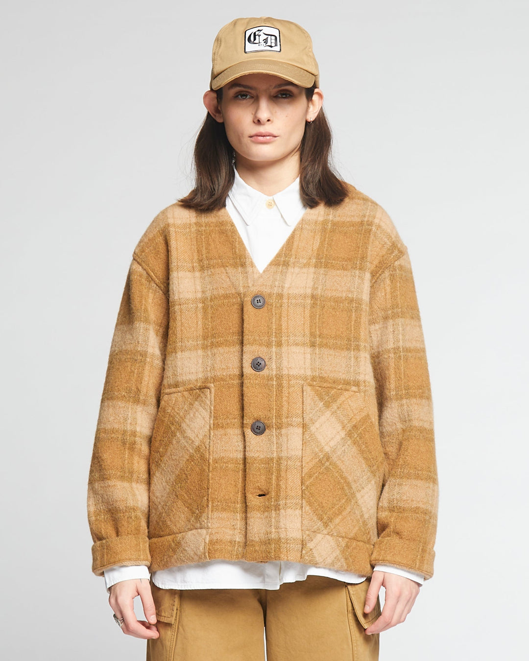 G.o.D Baseball Cardigan Washed Check Sugar