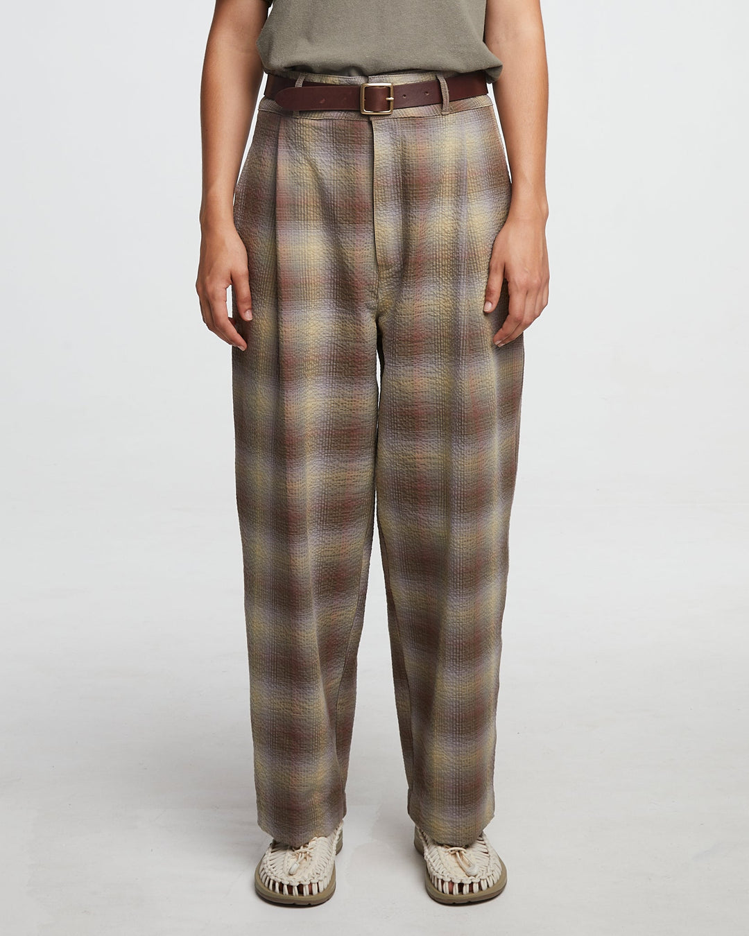 G.o.D British Worker Pants Merida Check Khaki