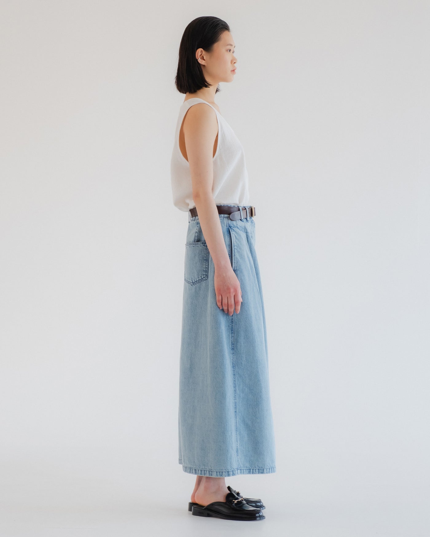 G.o.D Bulb Skirt Salt Lake Denim Blue