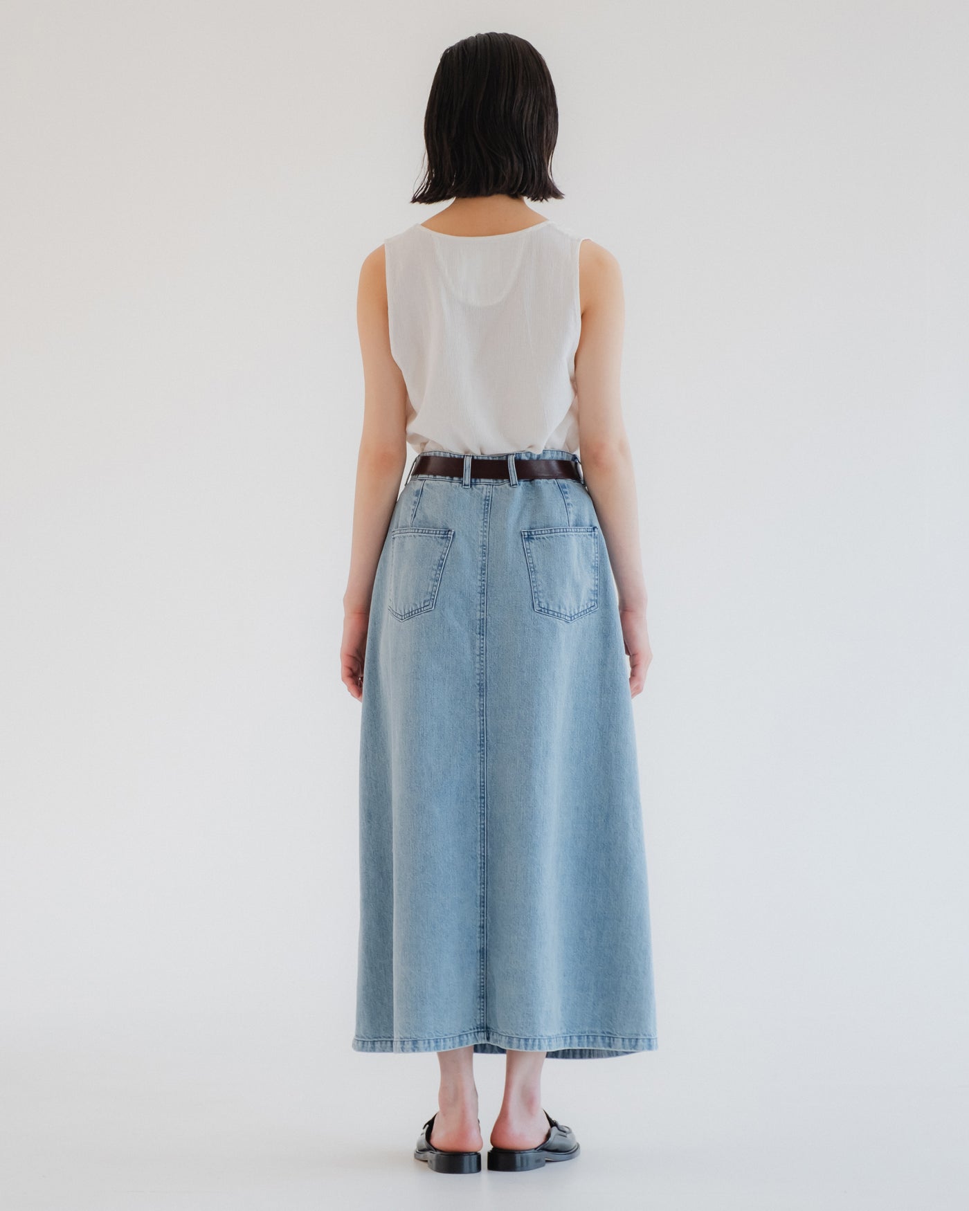 G.o.D Bulb Skirt Salt Lake Denim Blue