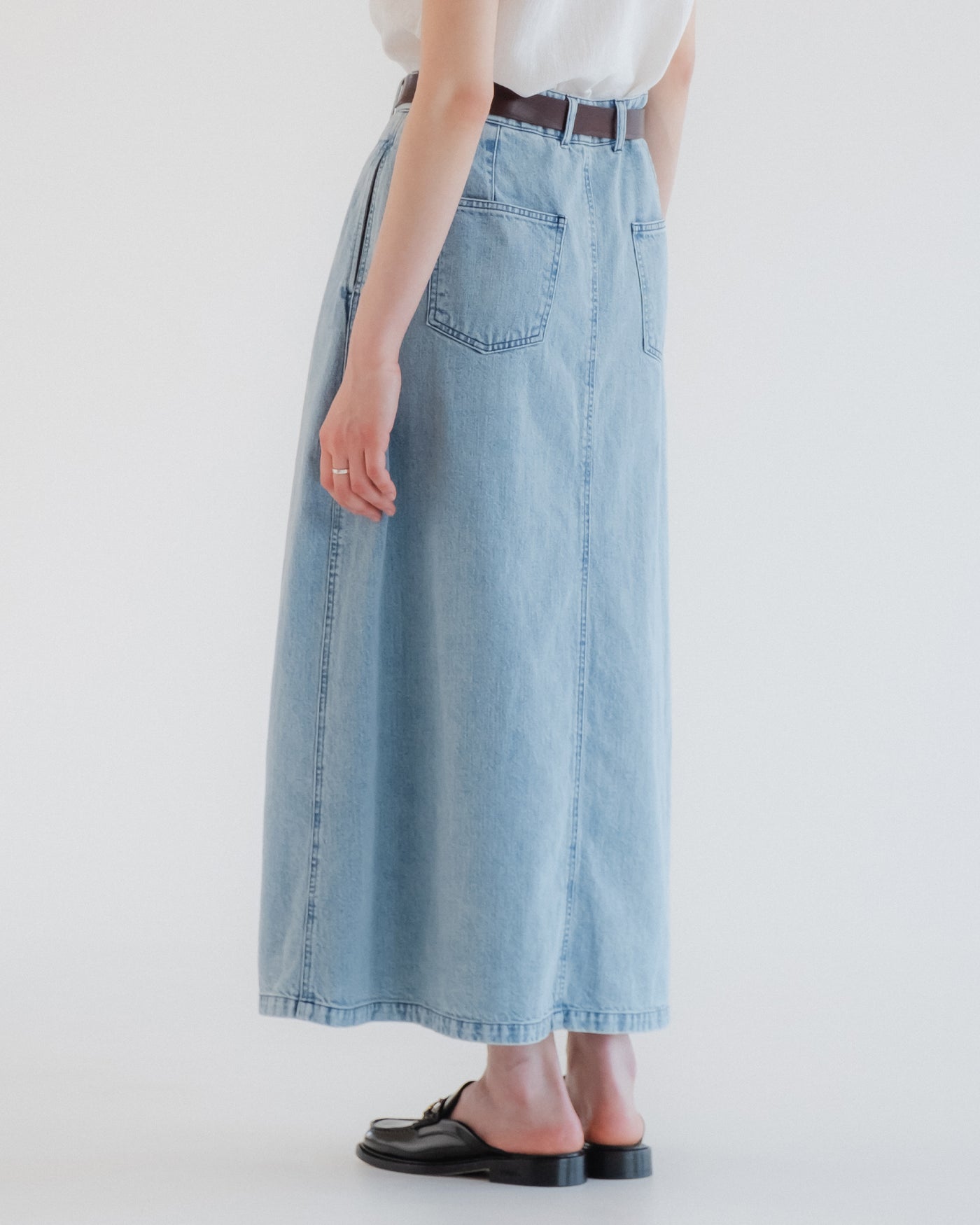 G.o.D Bulb Skirt Salt Lake Denim Blue