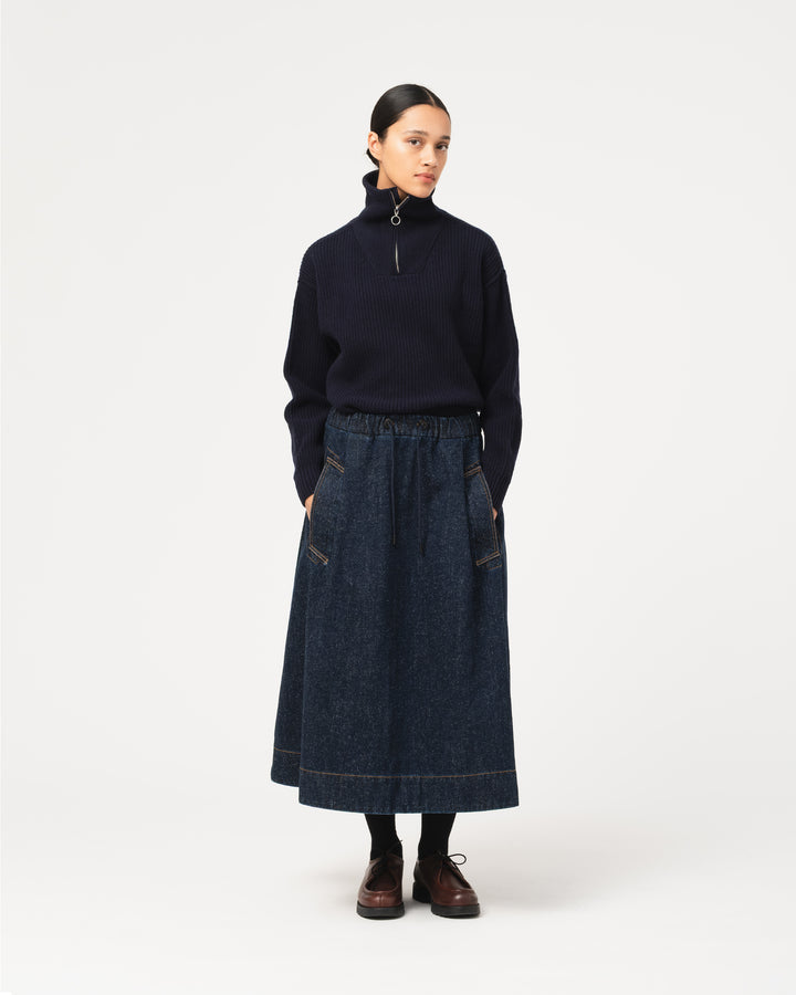 G.o.D Meadow Skirt Neppy Denim Indigo