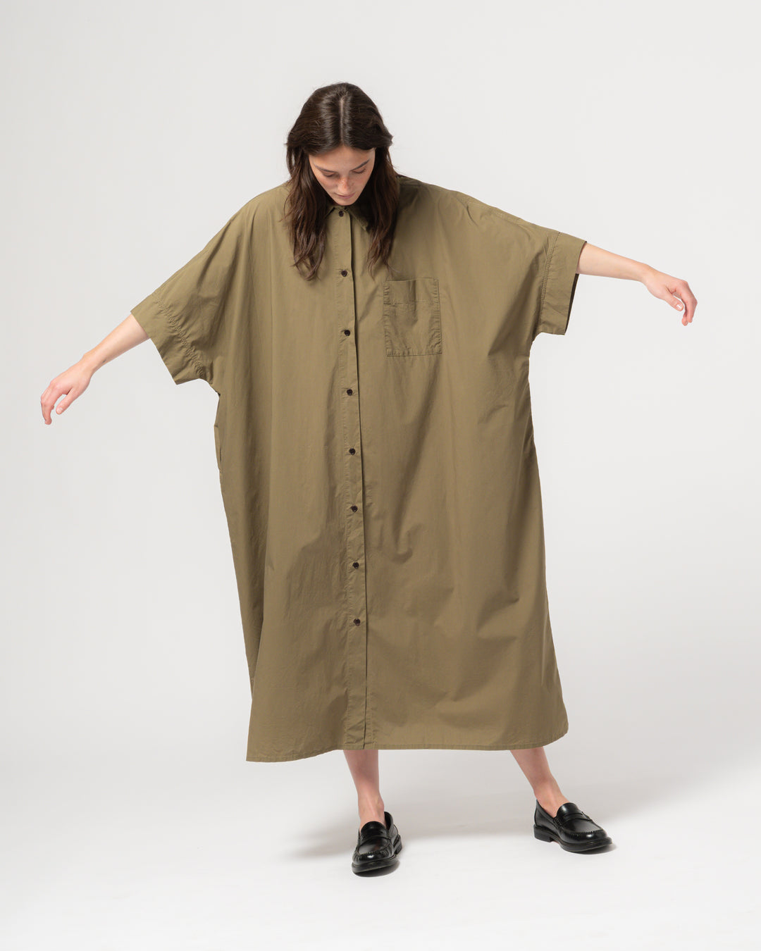 G.o.D Shirt Dress Light Popeline Canteen Green