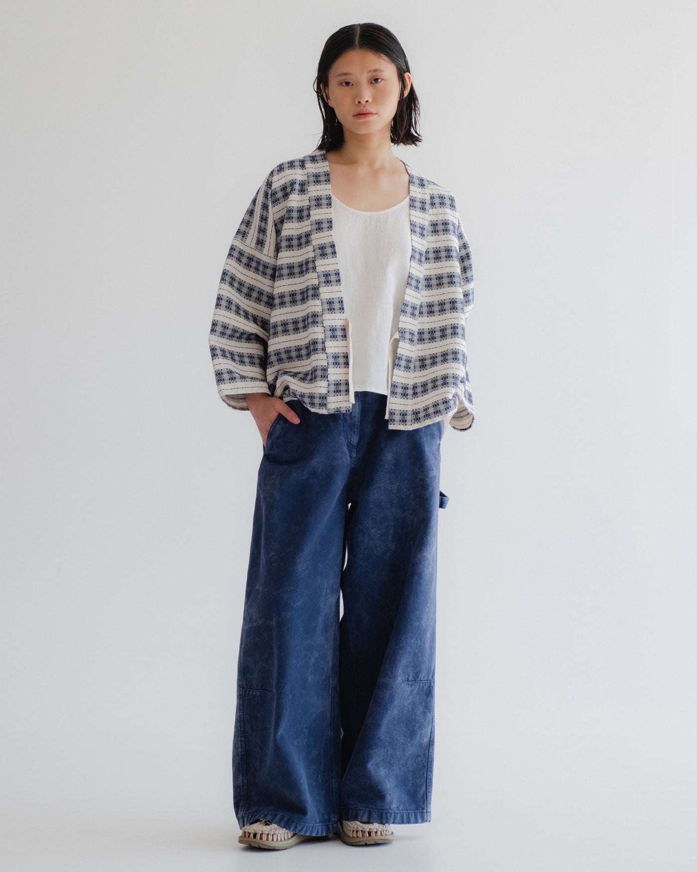 G.o.D Kimono Beldi Jacquard Off White / Blue