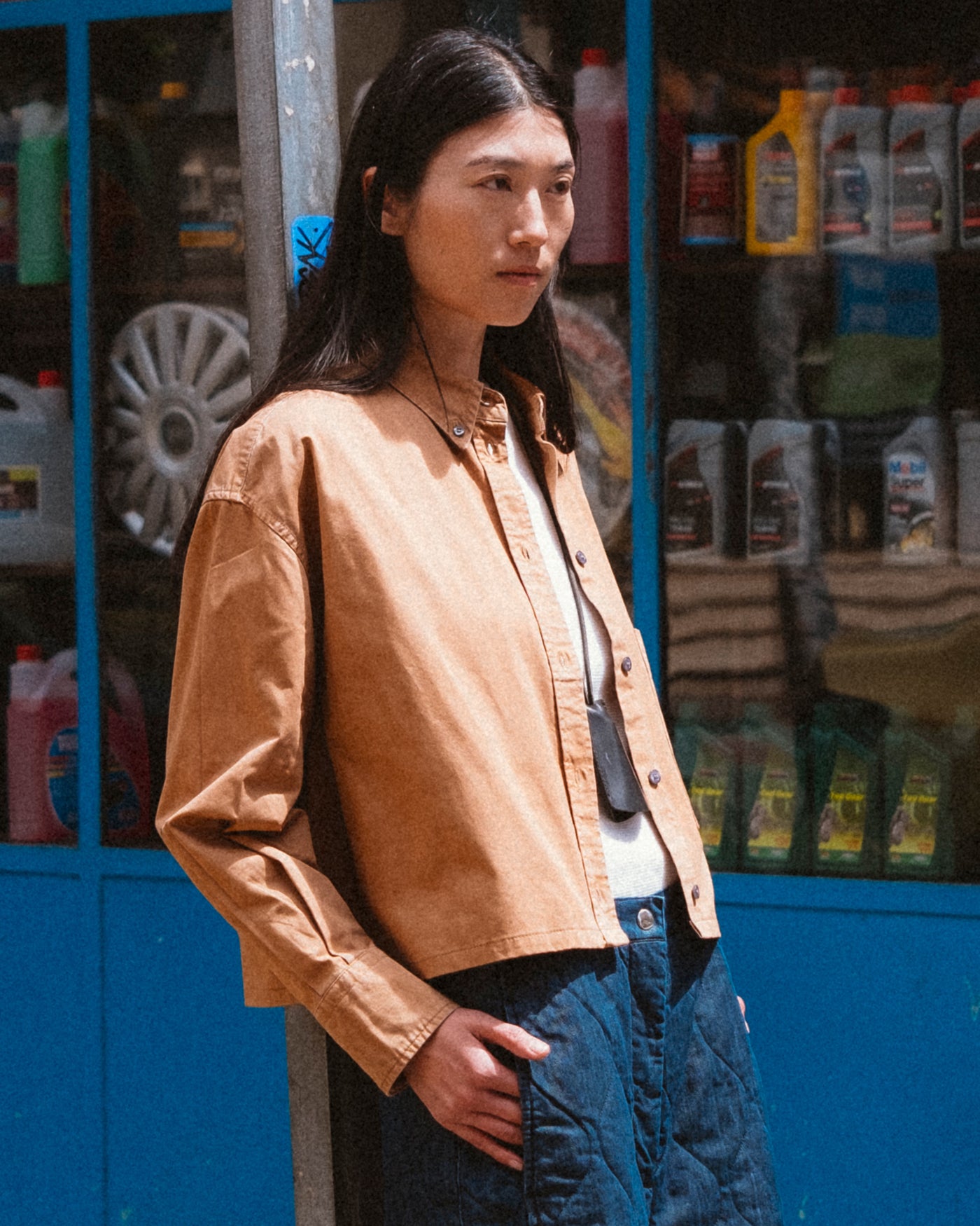 G.o.D Cubic Shirt Broken Twill Almond