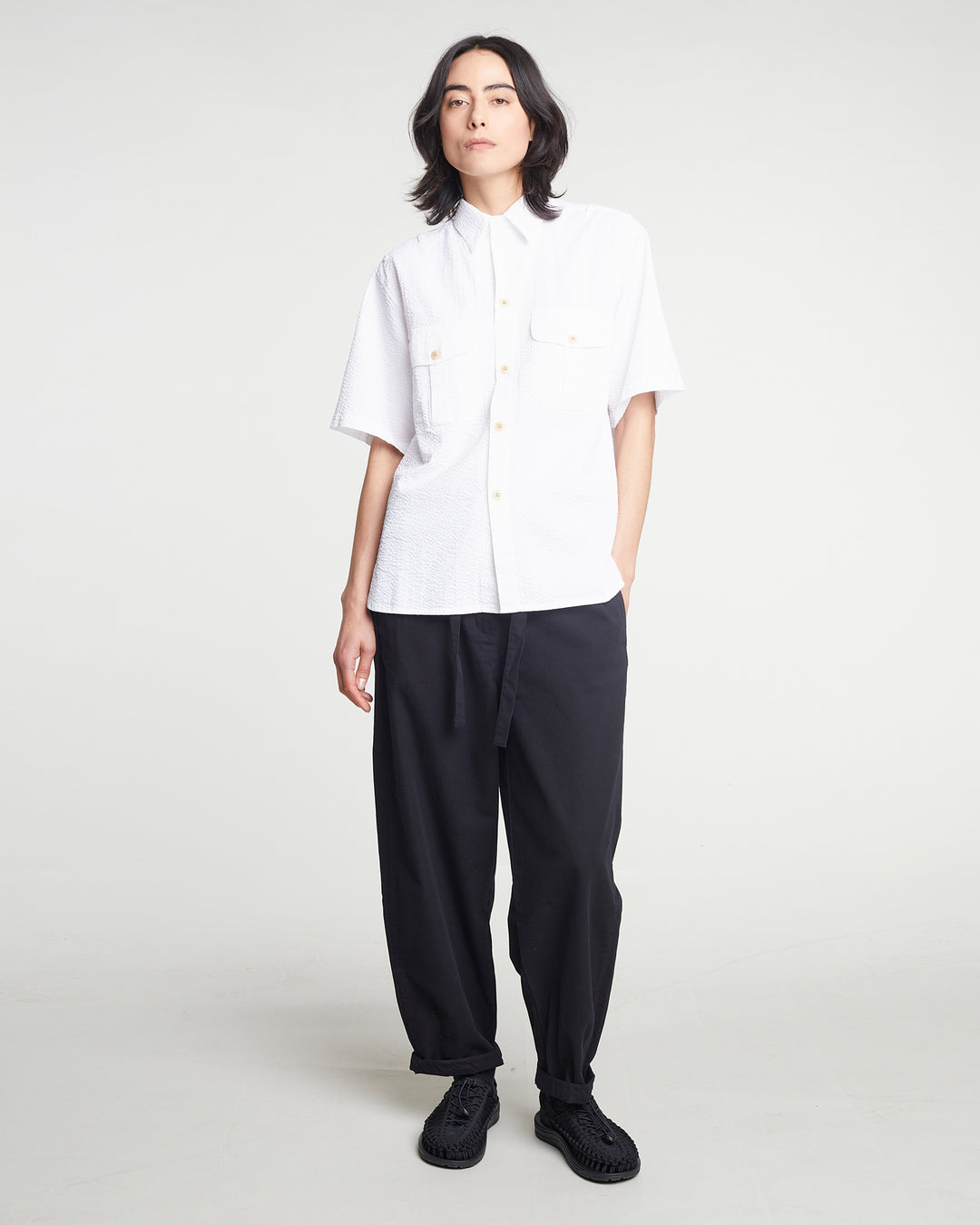 G.o.D Cuban Shirt Seersucker White