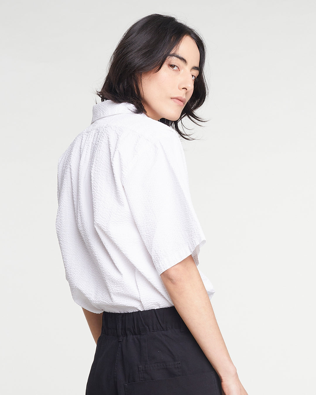 G.o.D Cuban Shirt Seersucker White
