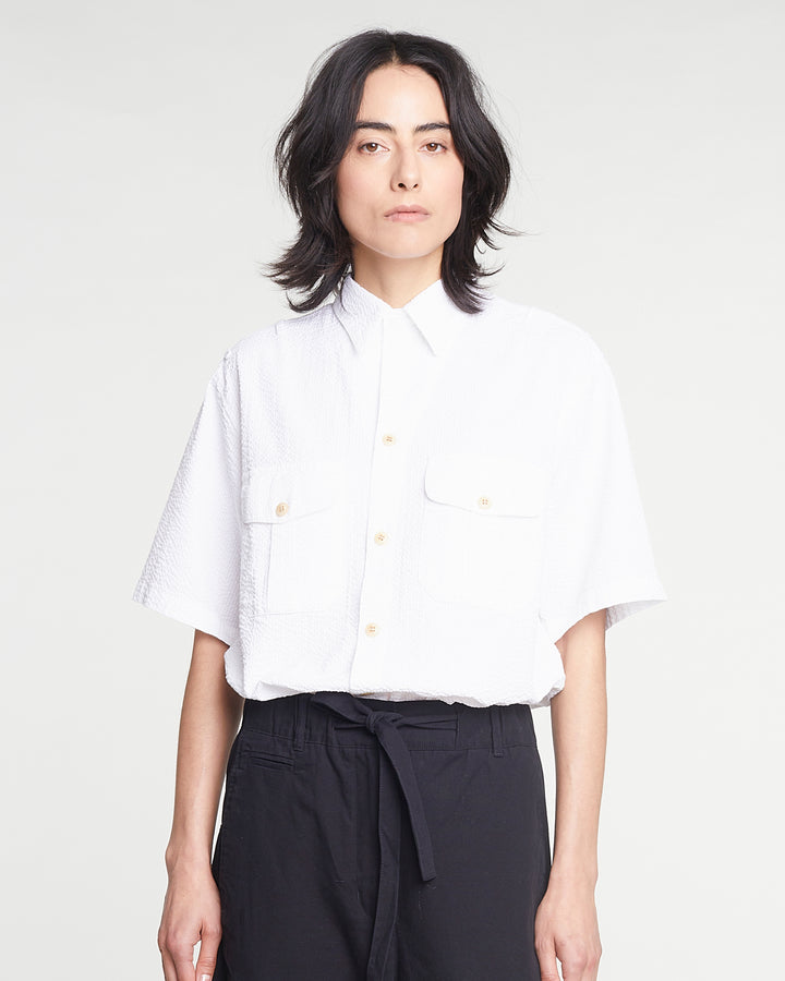 G.o.D Cuban Shirt Seersucker White