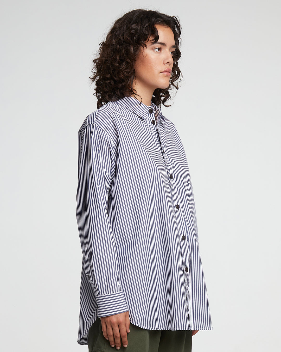 G.o.D Maxi Shirt Poplin Stripes Dark Blue/White