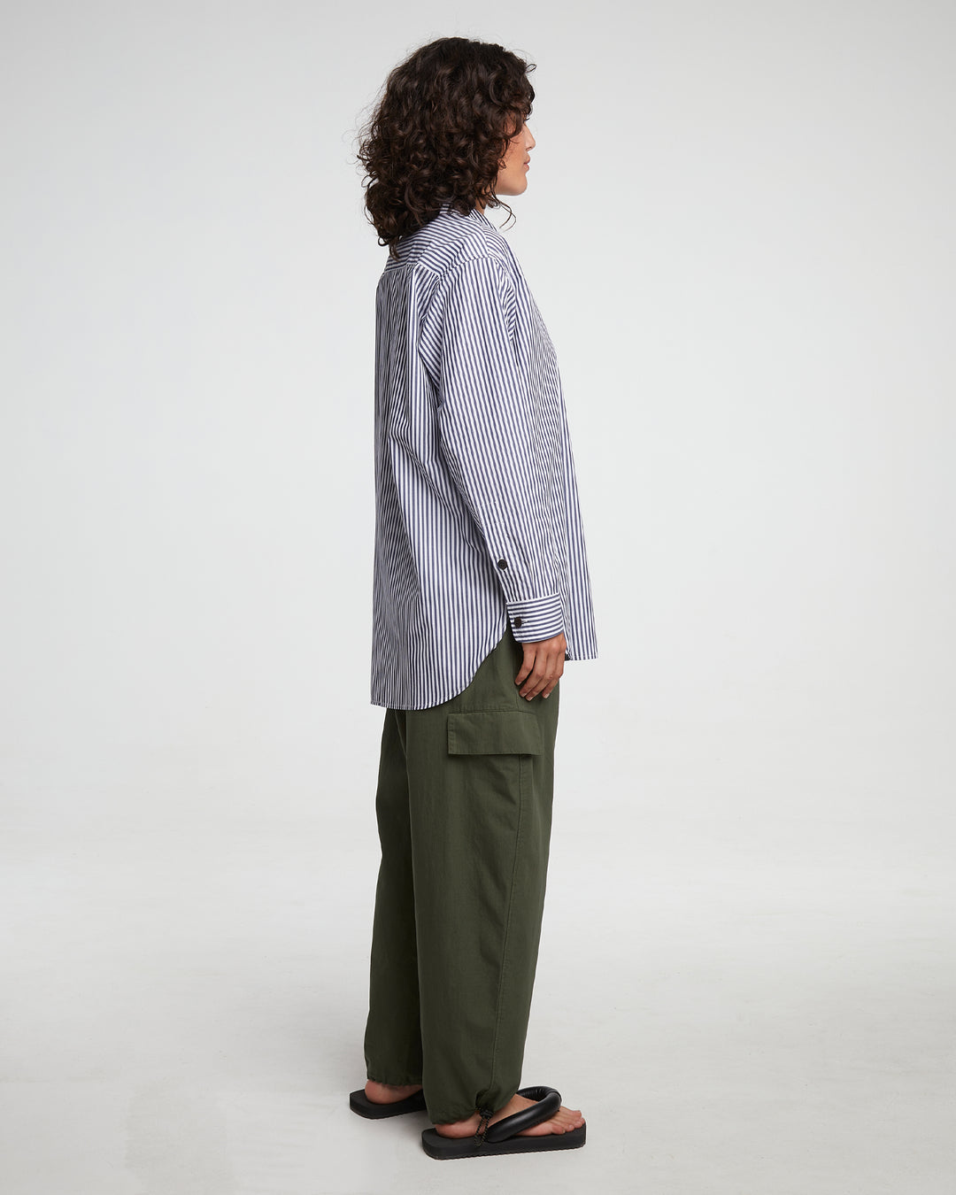 G.o.D Maxi Shirt Poplin Stripes Dark Blue/White