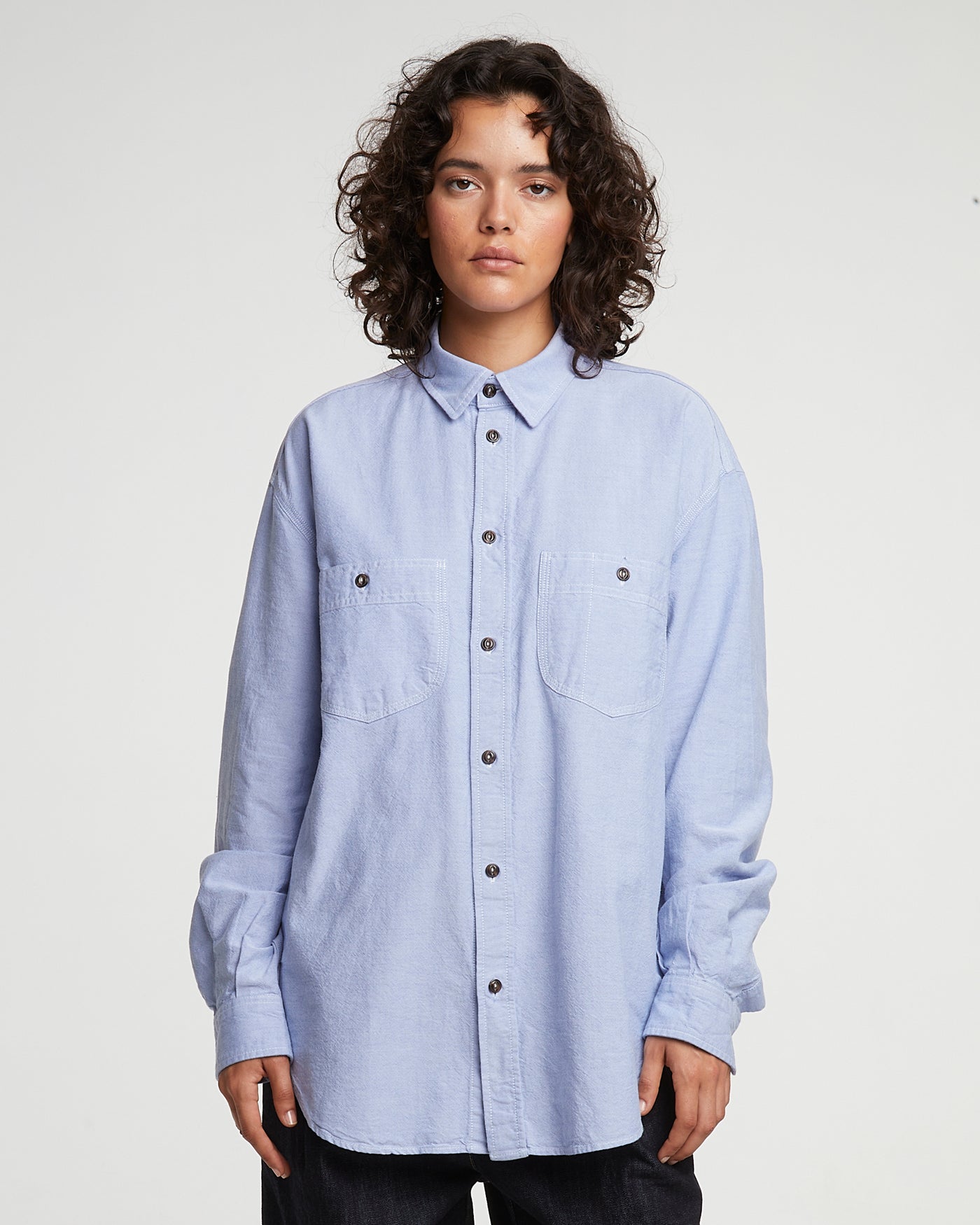 G.o.D Mechanic Shirt Washed Oxford Blue