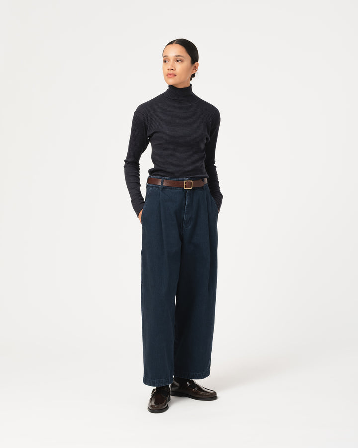 G.o.D Turtle Neck Rib Wool Blue