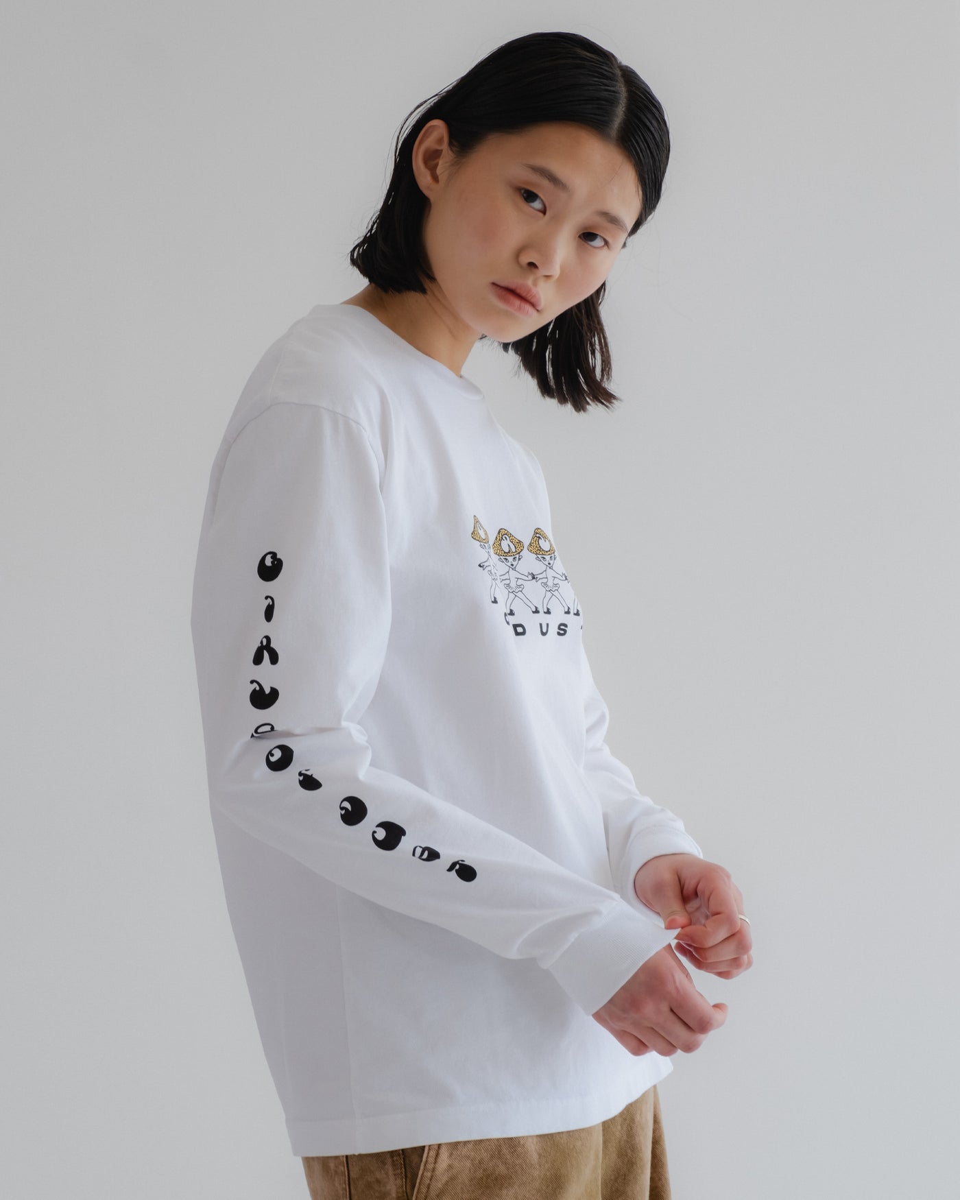 G.o.D Mushroom Long Sleeve T Basic Jersey White