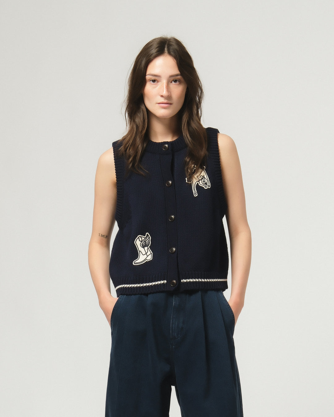 G.o.D Ivy Vest Cotton Knit India Blue