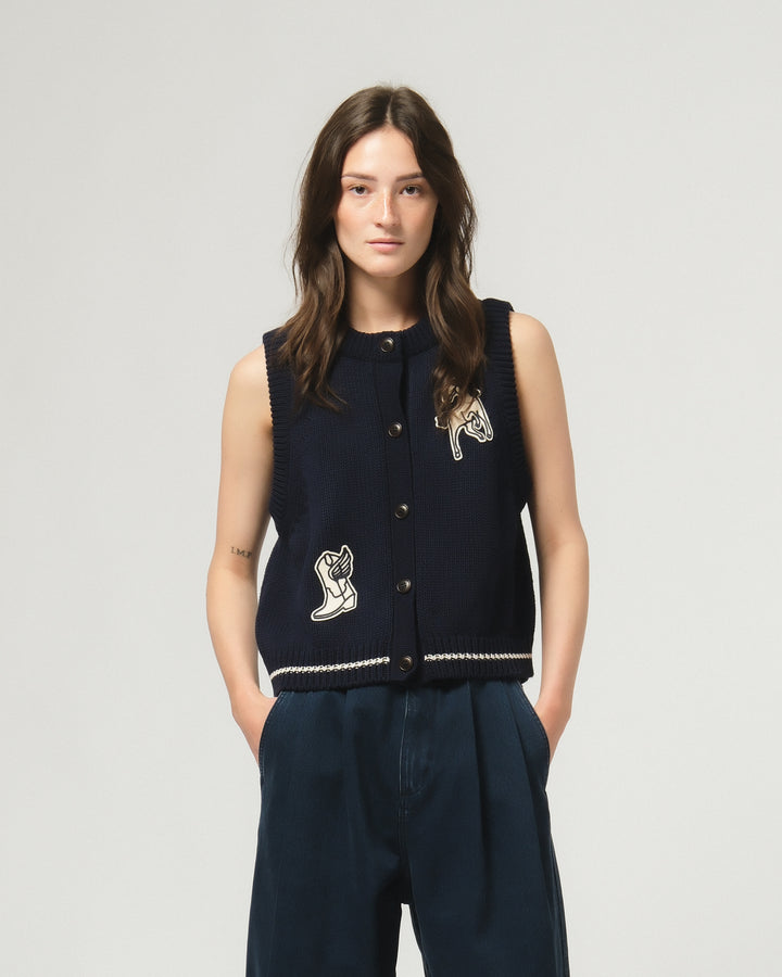 G.o.D Ivy Vest Cotton Knit India Blue