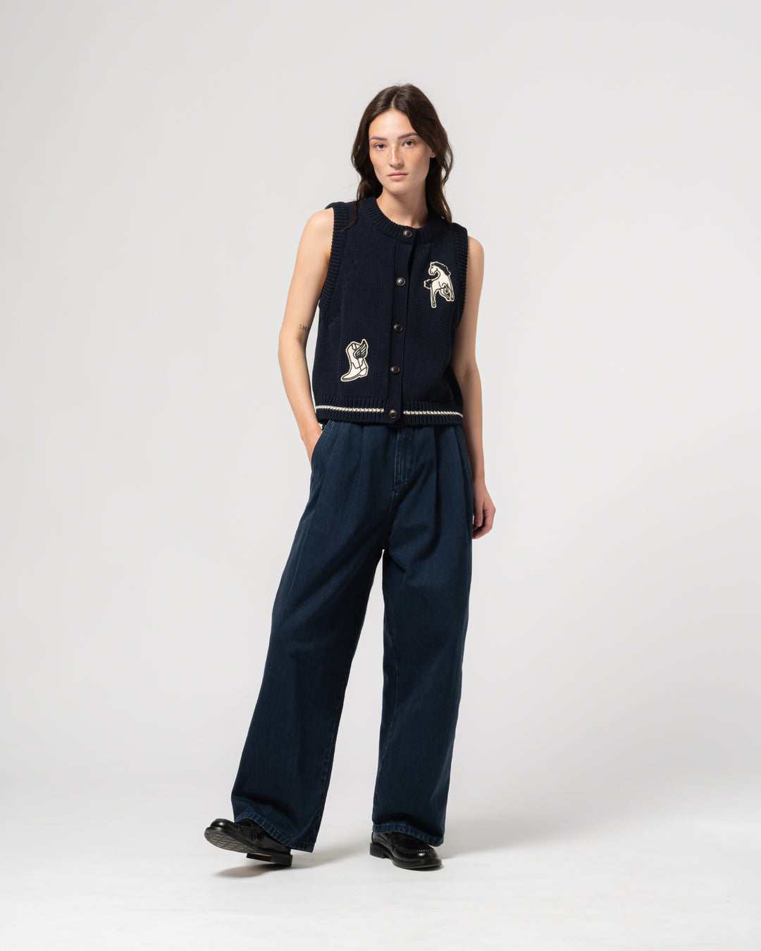 G.o.D Ivy Vest Cotton Knit India Blue