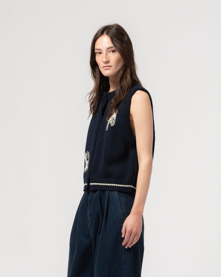 G.o.D Ivy Vest Cotton Knit India Blue