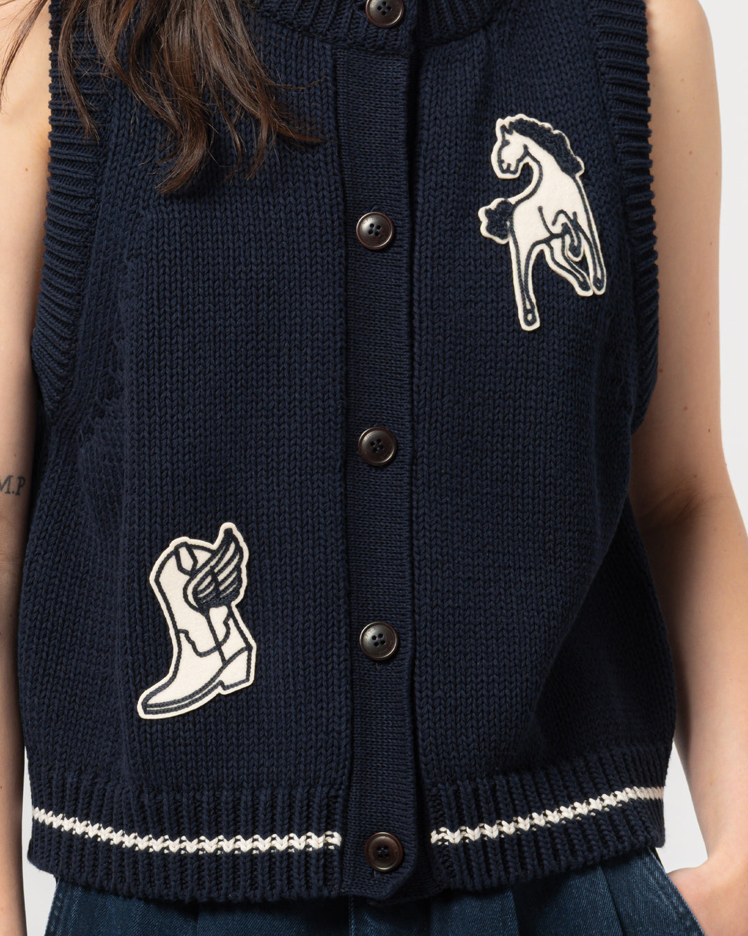 G.o.D Ivy Vest Cotton Knit India Blue