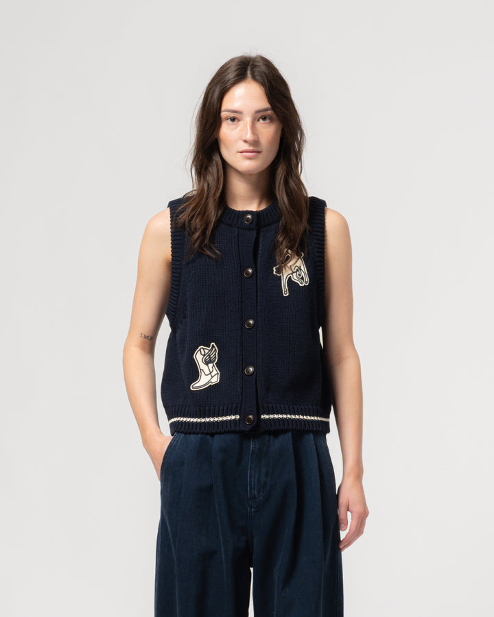 G.o.D Ivy Vest Cotton Knit India Blue