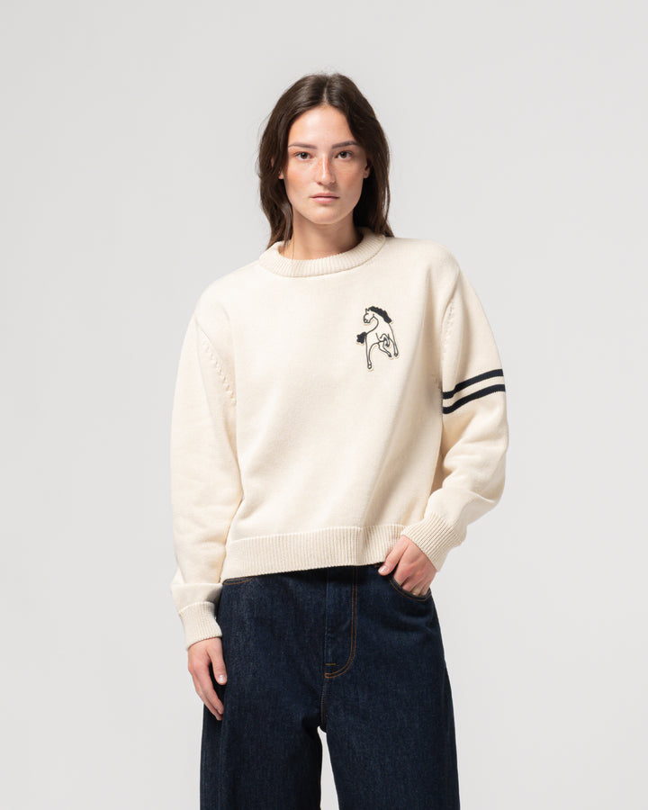 G.o.D League Sweater Cotton Knit Ecru