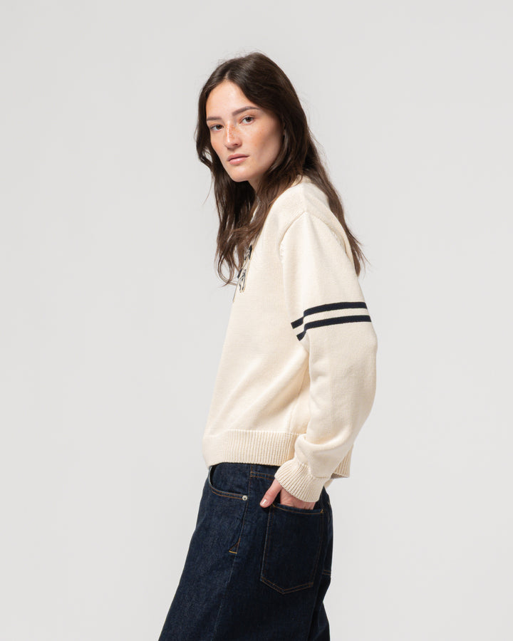 G.o.D League Sweater Cotton Knit Ecru