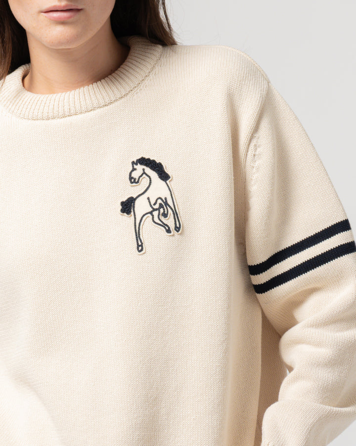 G.o.D League Sweater Cotton Knit Ecru