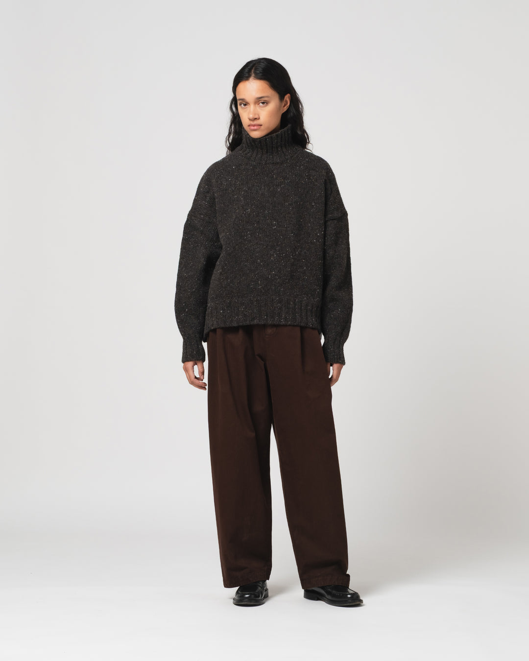 G.o.D Cornish Sweater Neppy Wool Asphalt