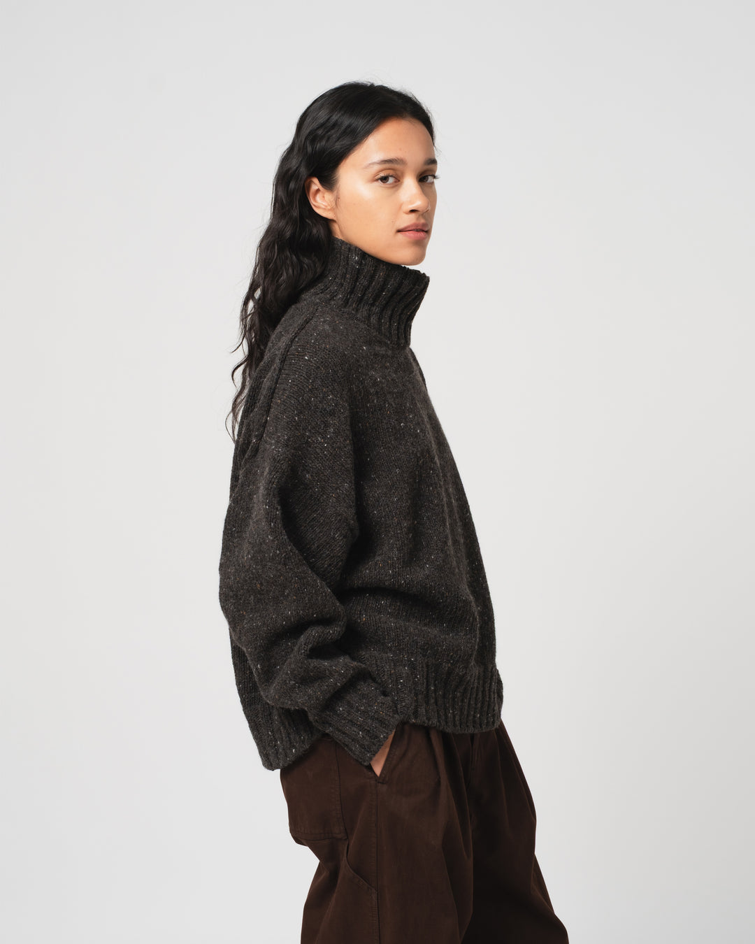G.o.D Cornish Sweater Neppy Wool Asphalt