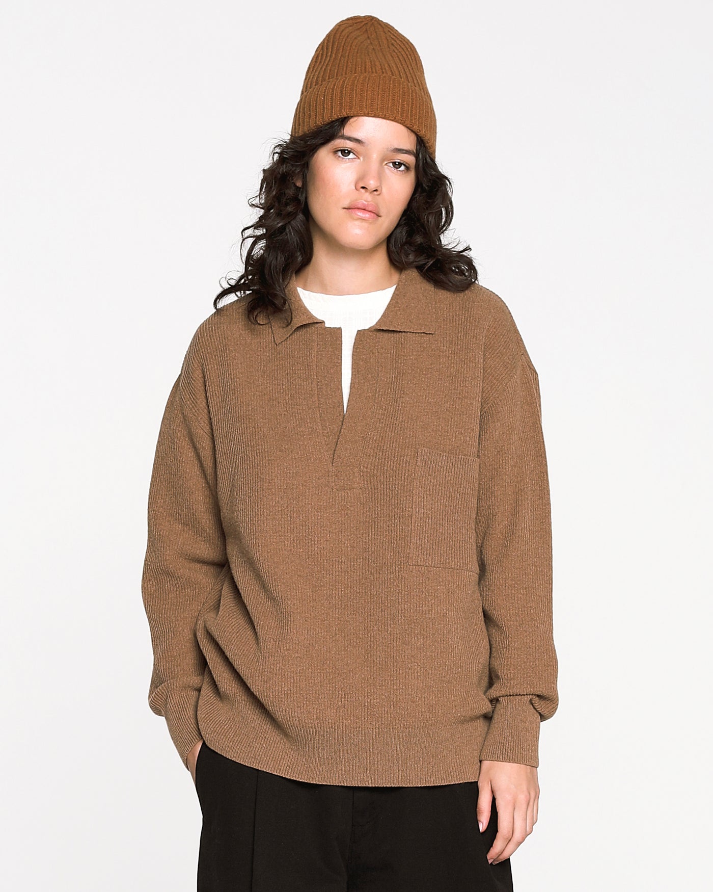 G.o.D Rugby Sweater Yarn Delta Camel