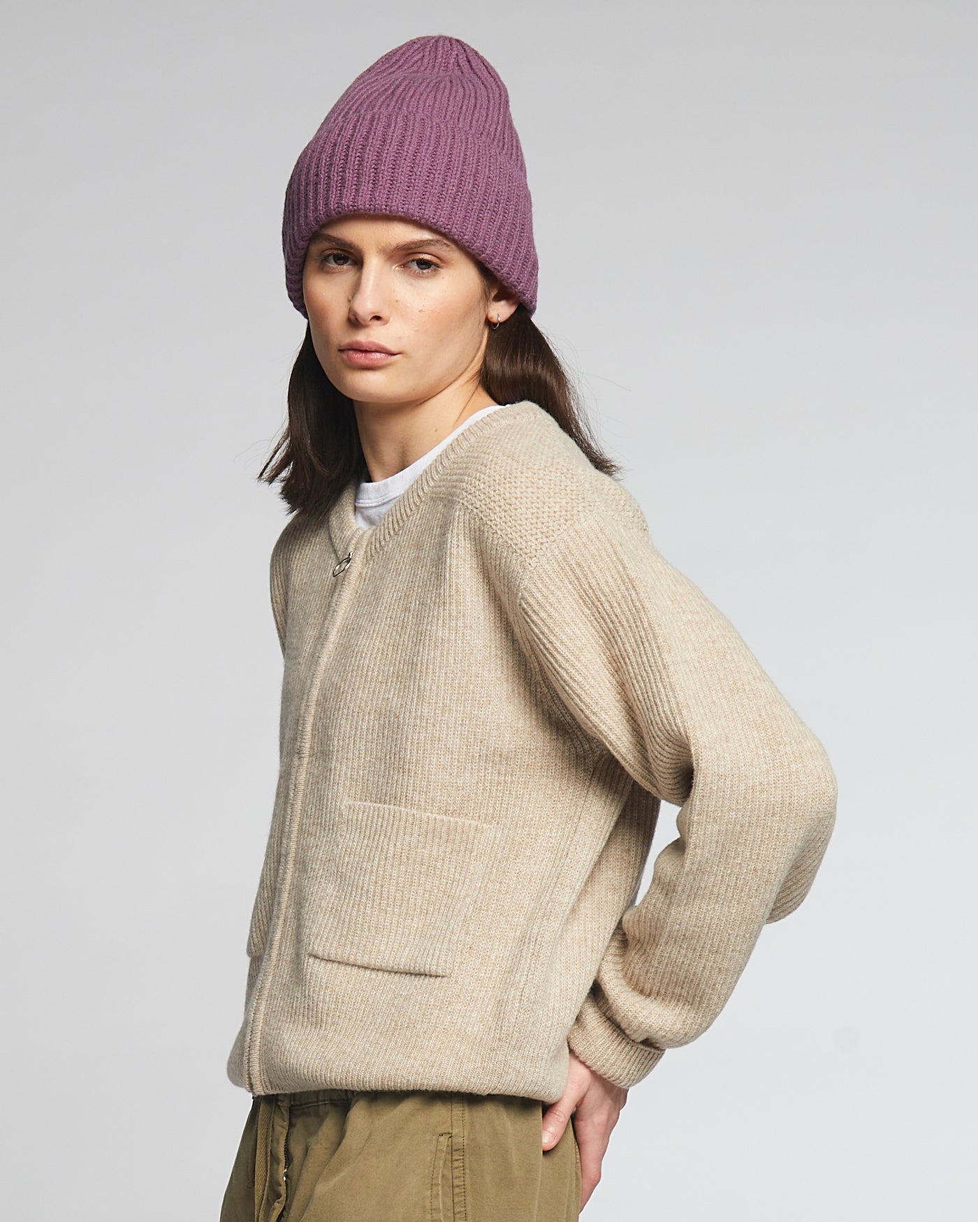 Wool Cashmere Beanie Lavender