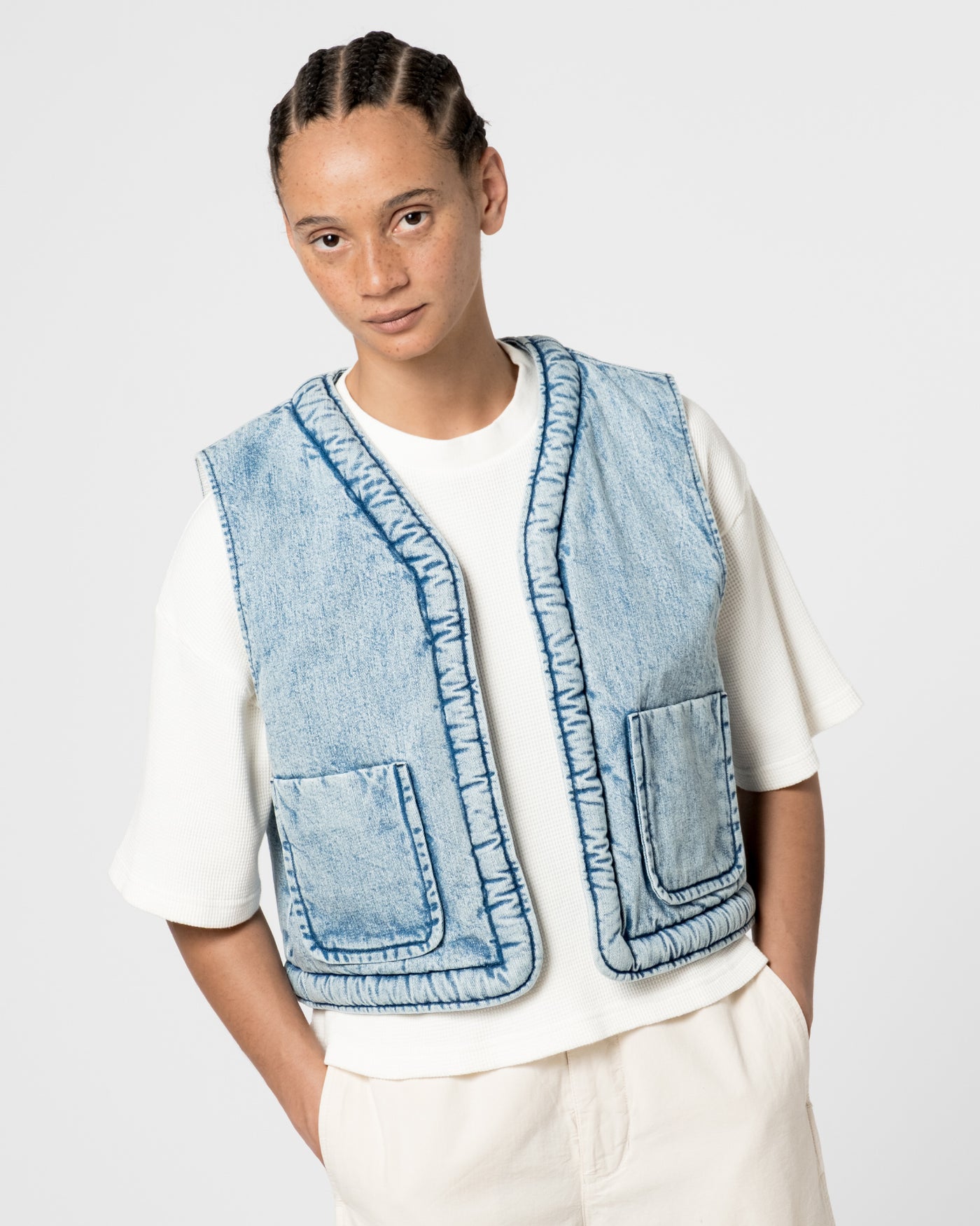 G.o.D Tsuki Vest Salt Lake Denim Blue