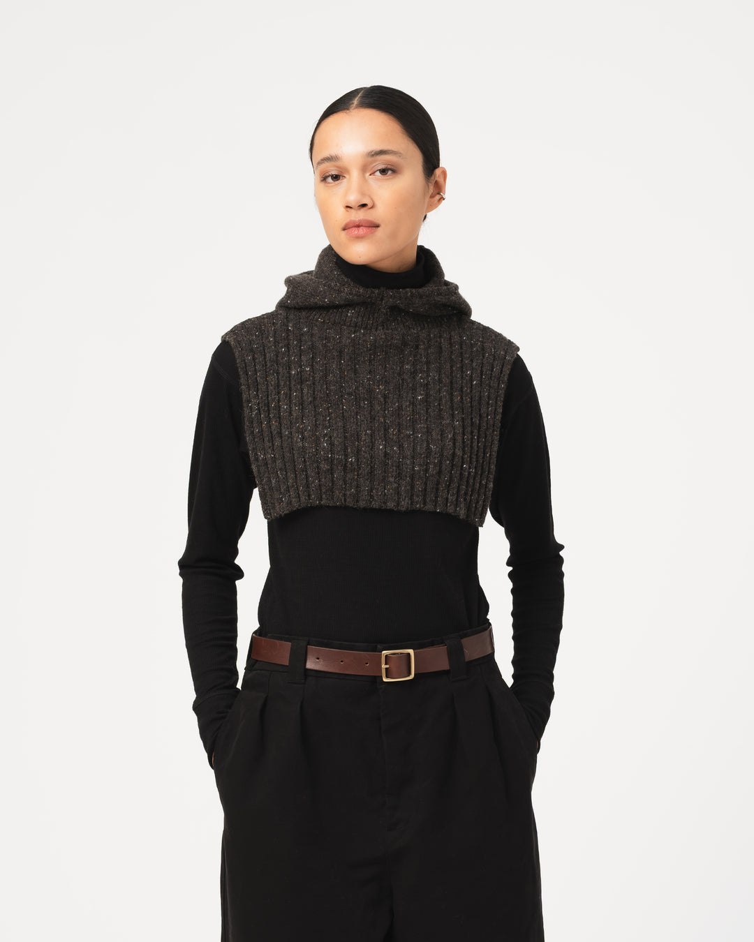 G.o.D Channel Hood Neppy Wool Asphalt