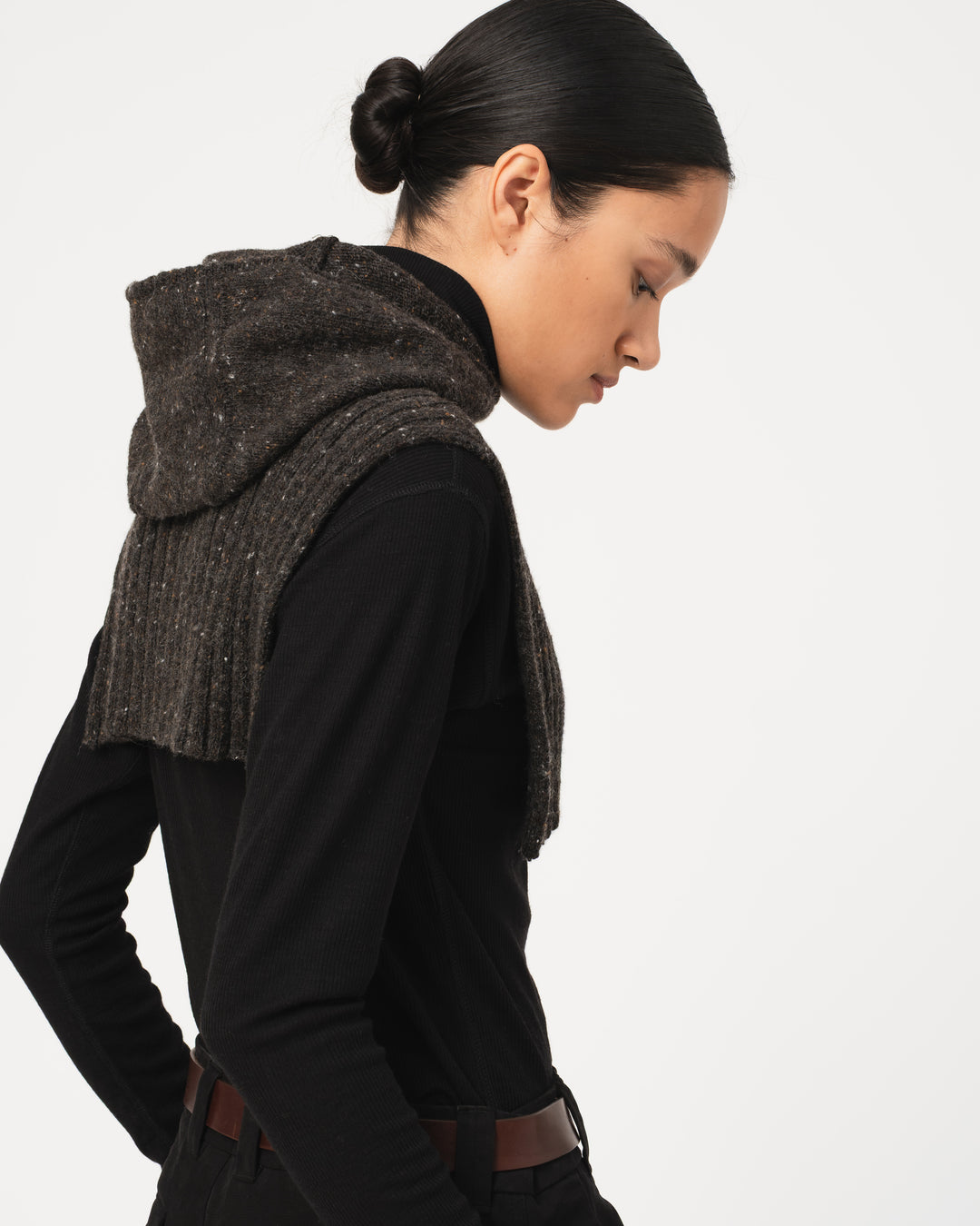 G.o.D Channel Hood Neppy Wool Asphalt