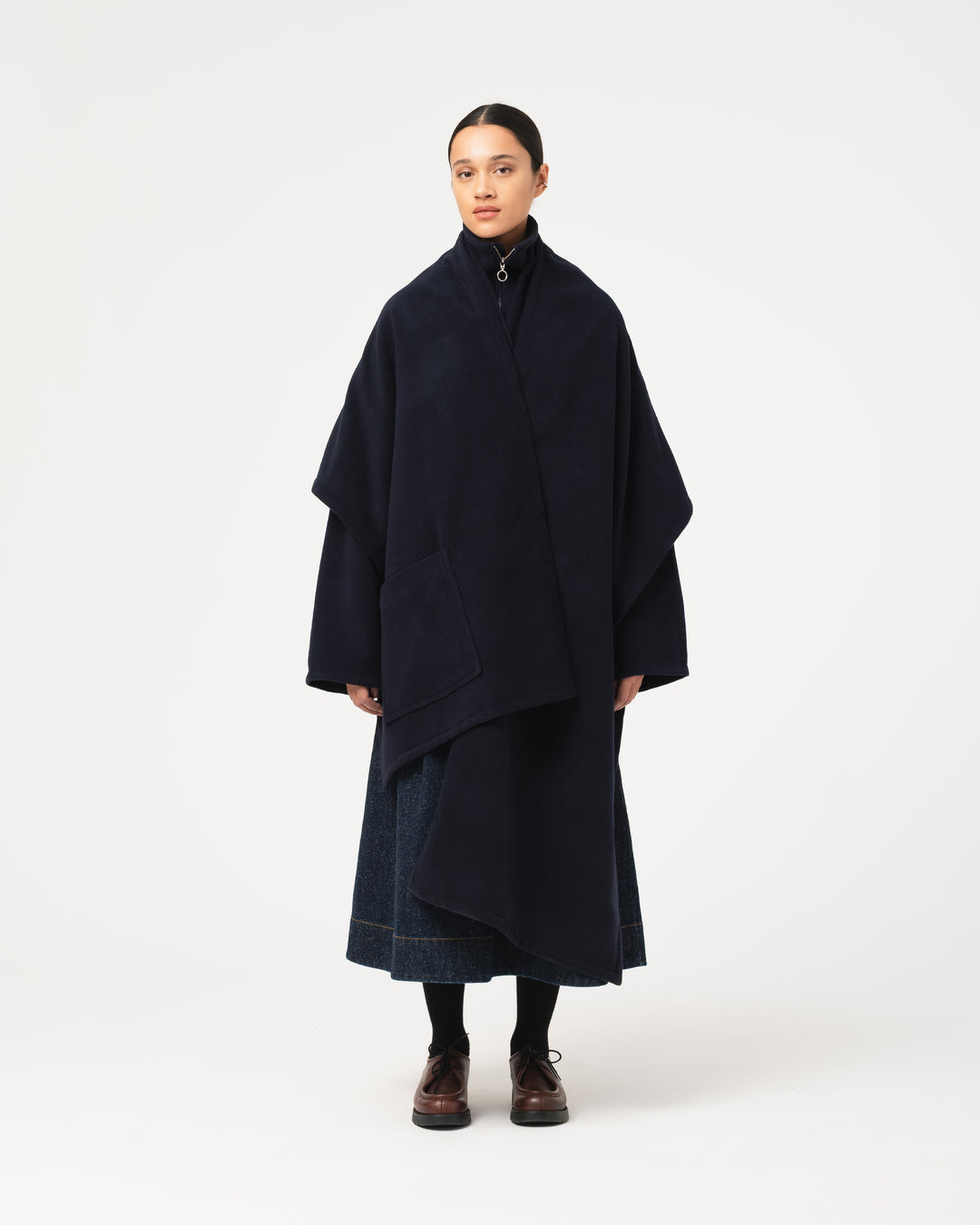 G.o.D Blanket Scarf Pachuca Wool Navy