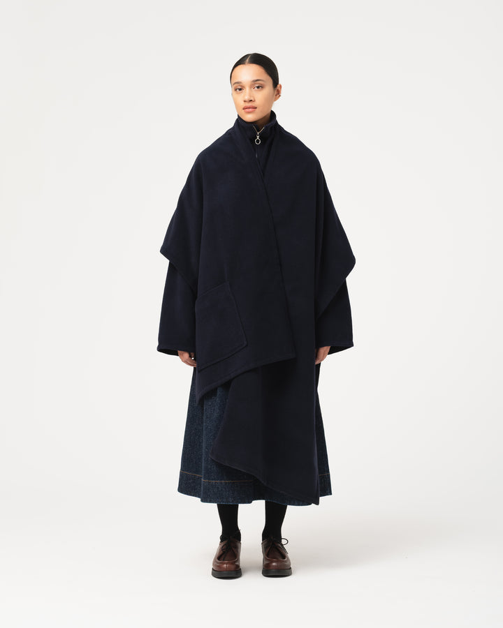 G.o.D Blanket Scarf Pachuca Wool Navy