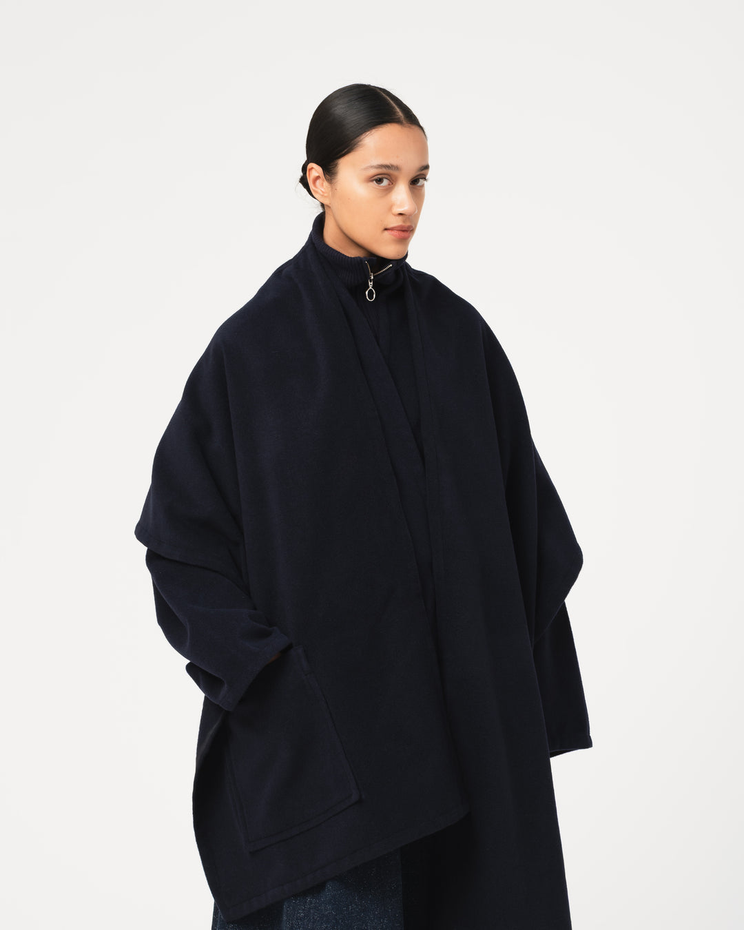 G.o.D Blanket Scarf Pachuca Wool Navy