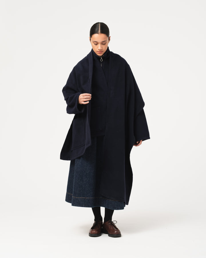 G.o.D Blanket Scarf Pachuca Wool Navy