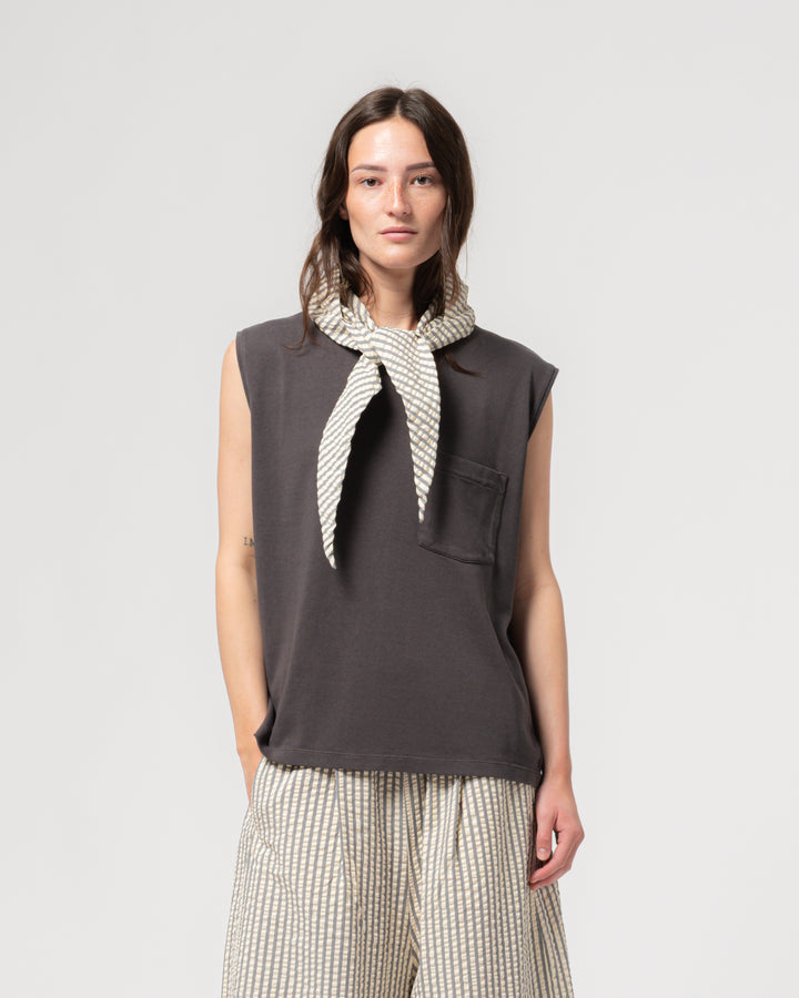 Jackie Scarf Belfast Seersucker Iron/Off-White