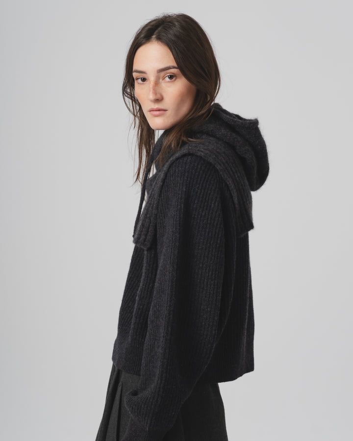 Aphrodite Hood Baby Alpaca Asphalt