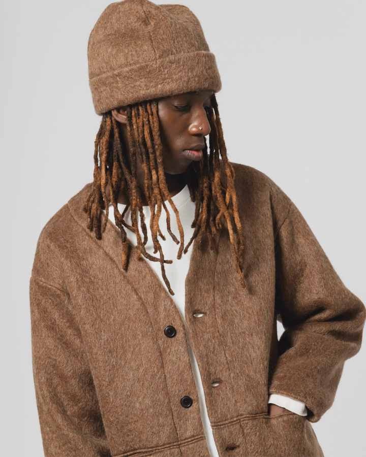 Skully Hat Mohair Fleece Java Brown