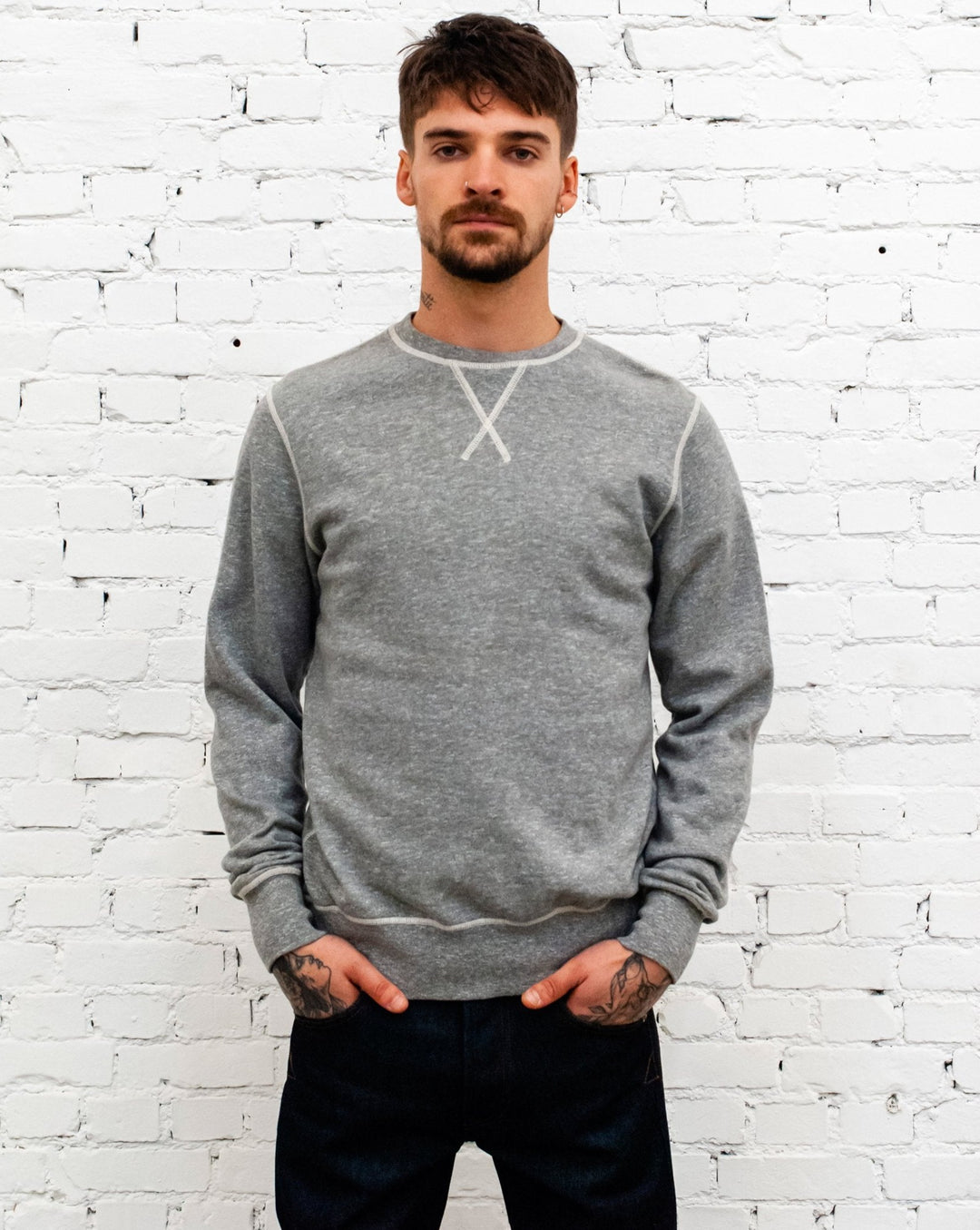 Core Skull Sweat Organic Fleece Grey Melange