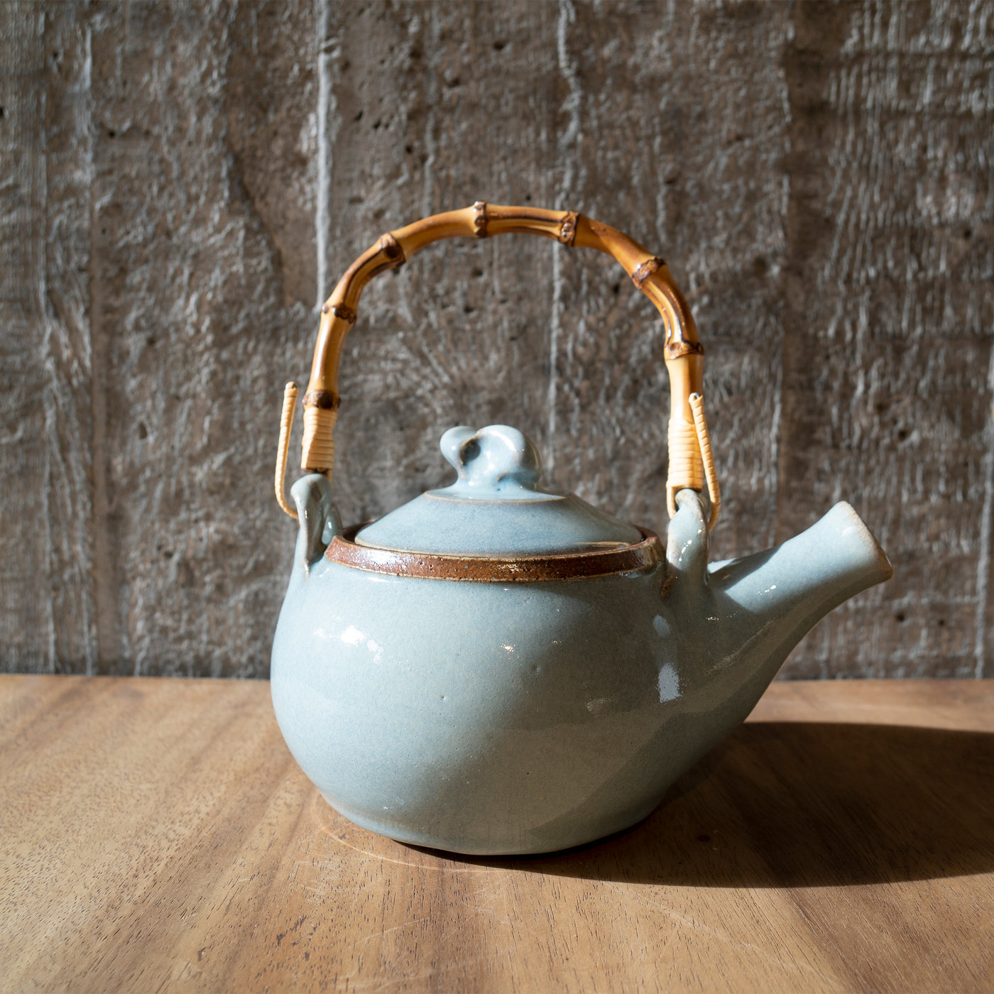 Tea pot light blue glazing