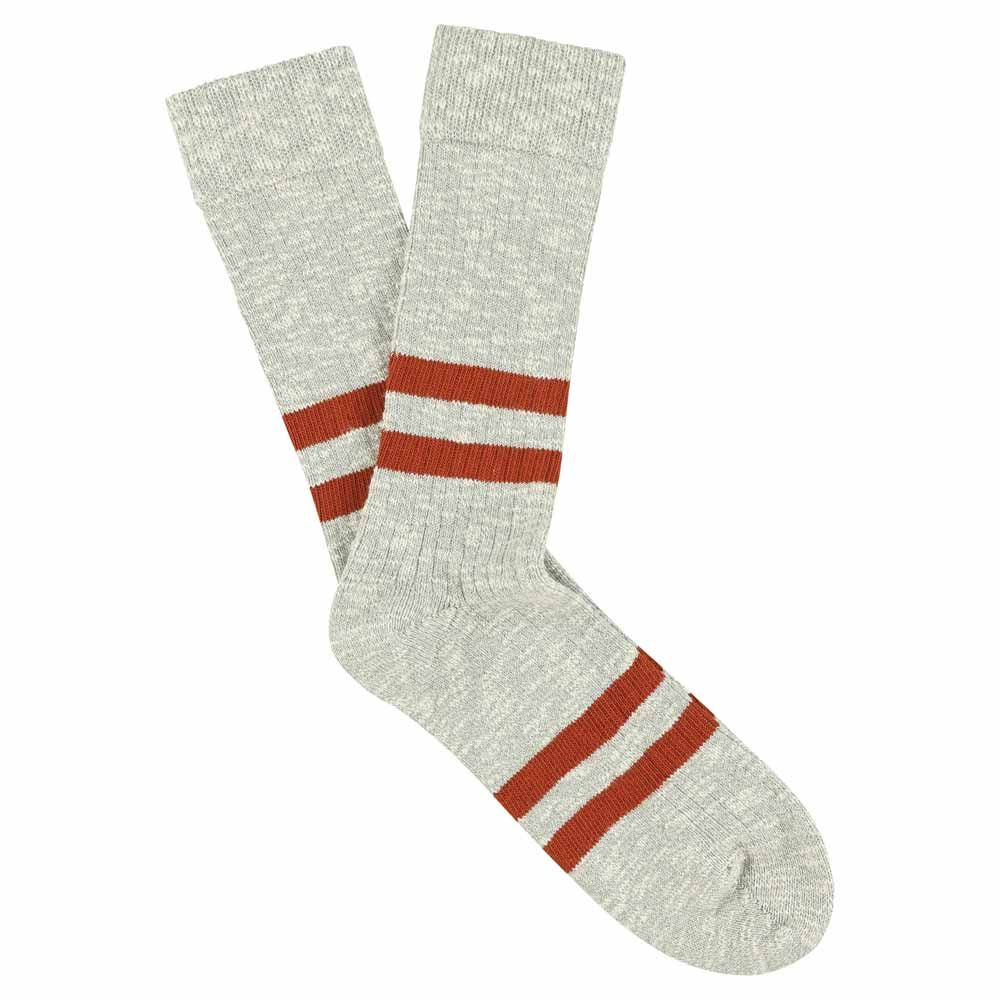 Escuyer Socks -  Melange Stripes - Grey / Brick